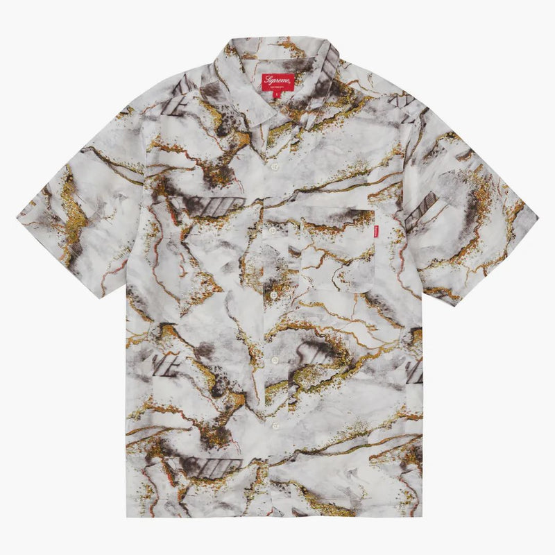 Supreme Marble Silk S/s Shirt White