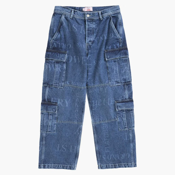 Supreme Martine Rose denim lastbyxa tvättade blå