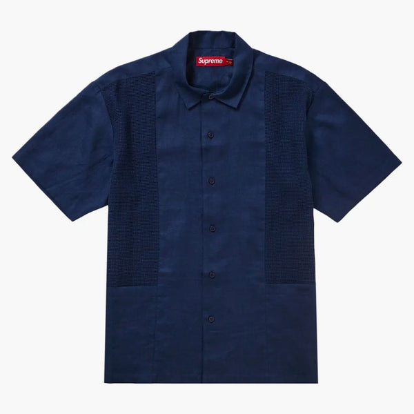 Supreme mesh panel linen s/s shirt navy