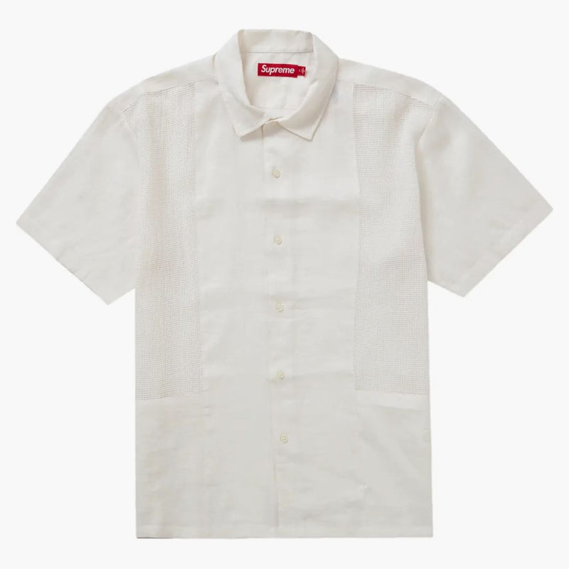 Supreme mesh panel linen s/s shirt white