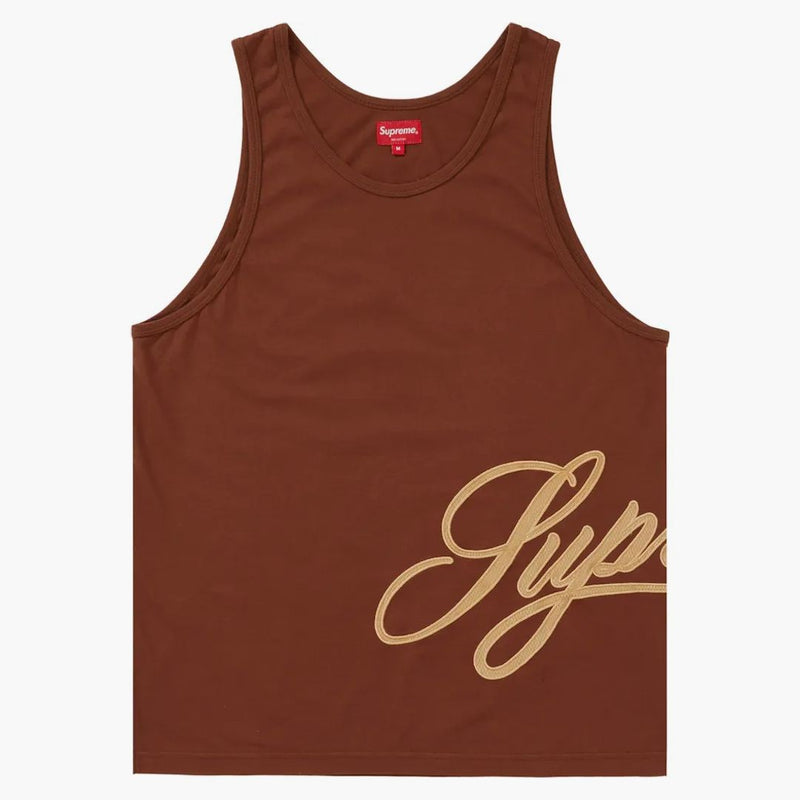 Supreme mesh script tank top brown
