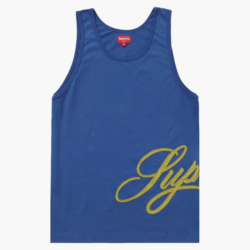 Supreme mesh script tank top light blue