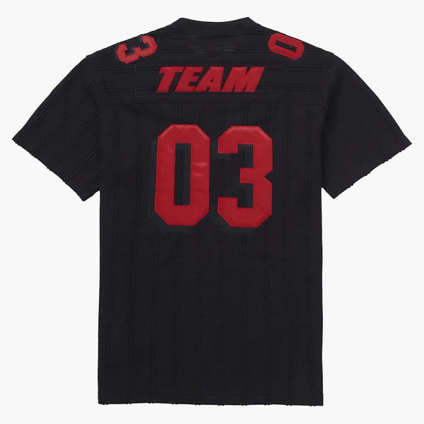 Supreme mesh stripe football jersey black