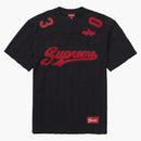 Supreme mesh stripe football jersey black