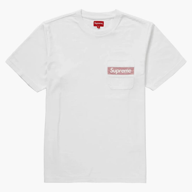 Supreme mesh stripe pocket tea white