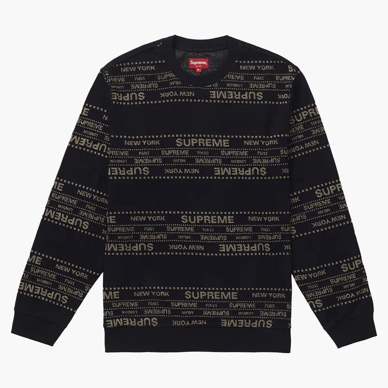 Nejvyšší kovový jacquard Crewneck Black