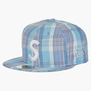 Supreme Metallic Plaid S Logo New Era has Light Blue
