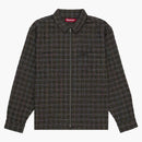 Supreme Metallic Plaid Zip Up Shirt Brown