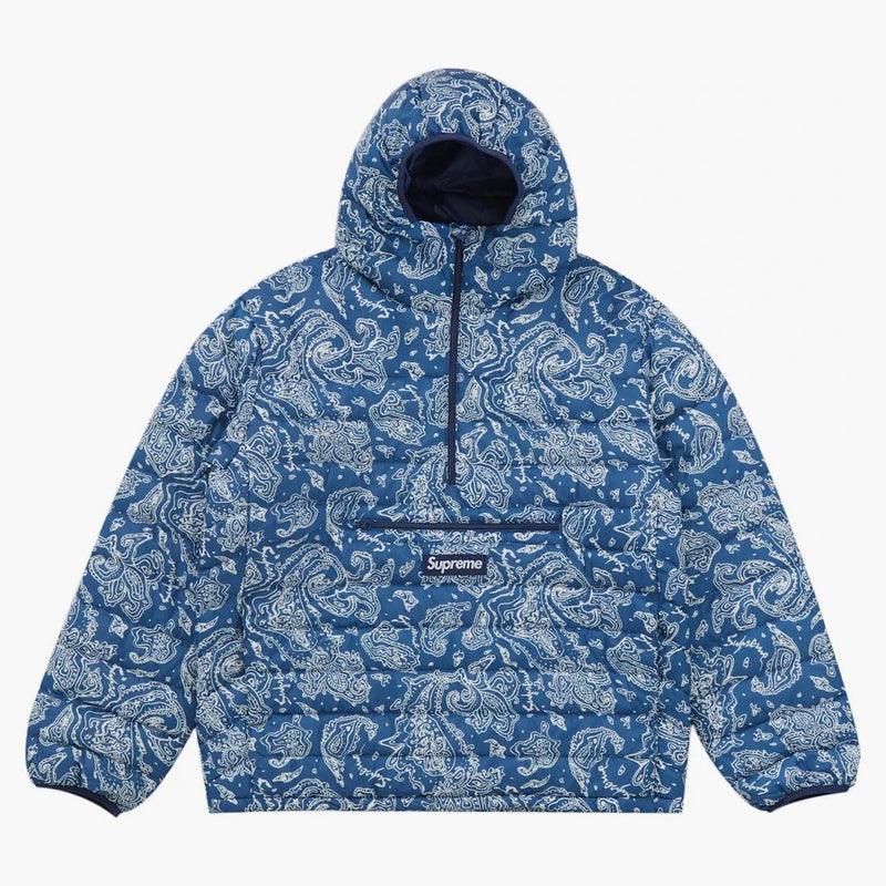 Supreme Micro Down Half Zip Hooded Pullover (FW22) Blue Paisley