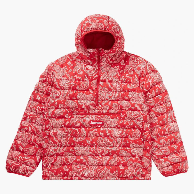 Supreme Micro Down Half Zip Hooded Pullover (fw22) Red Paisley