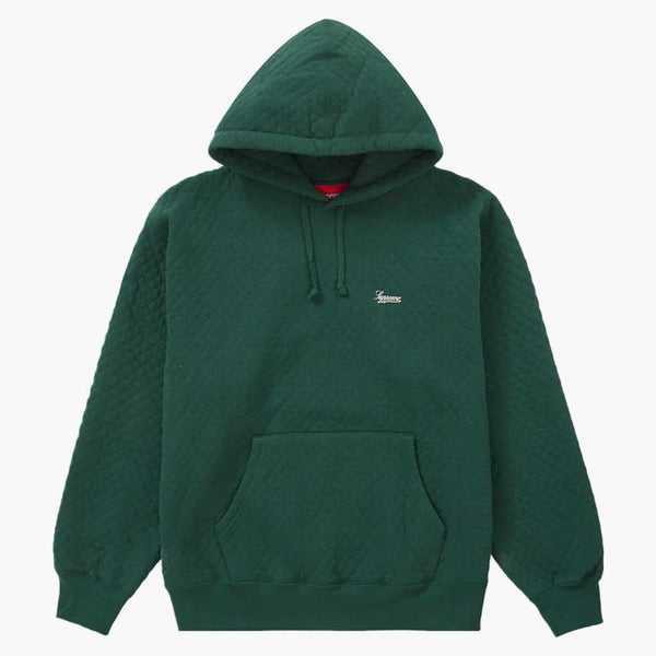 Supreme Micro Quilted Hooded Sweatshirt Dark Pine