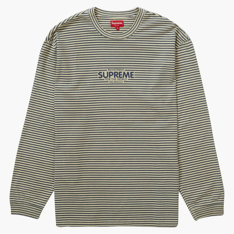 SUPREME MICRO Stripe L/S Top Natural
