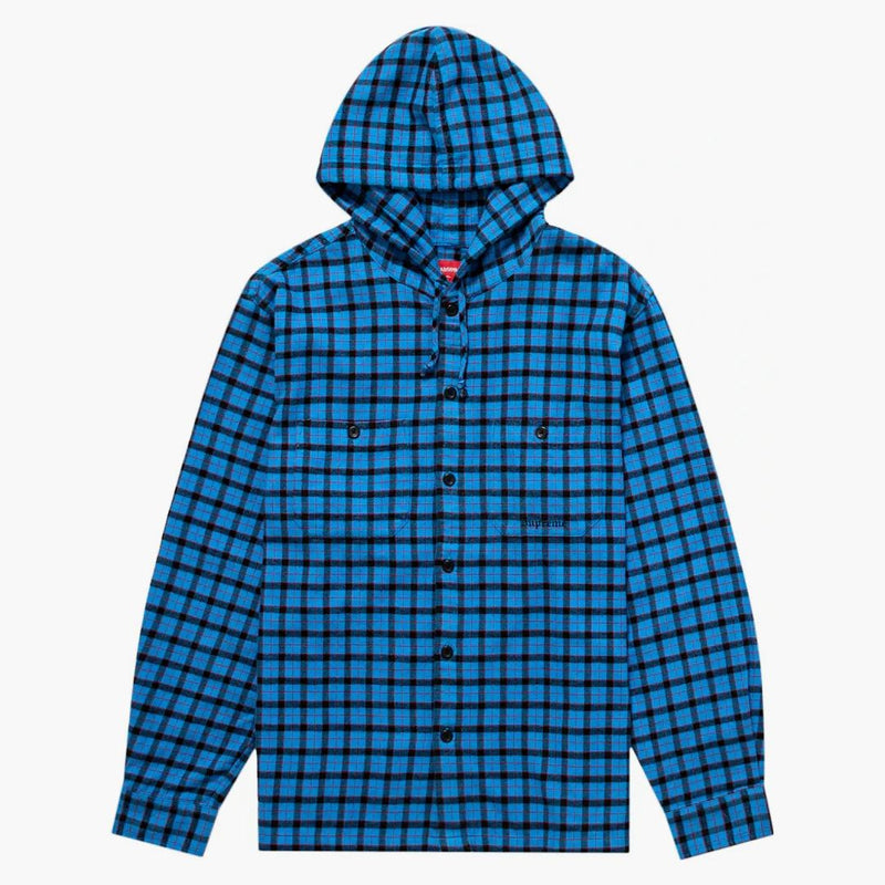 Supreme Mini Plaid Hooded Shirt Blue