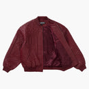 Supreme Mister Cartoon Embroidered Leather Jacket Bourgogne