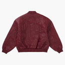 Supreme Mister Cartoon Embroidered Leather Jacket Bourgogne