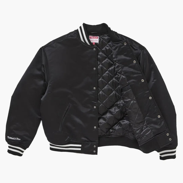 Supreme Mitchell & Ness Satin Varsity Jacket (fw24) Black