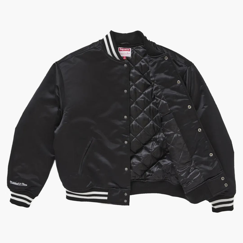 Supreme Mitchell & Ness Satin Varsity Jacket (fw24) Black