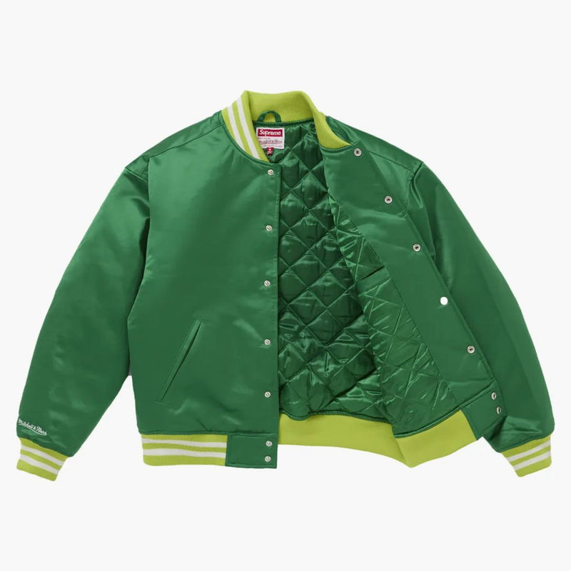 Supreme Mitchell & Ness Satin Varsity Jacket (fw24) Green