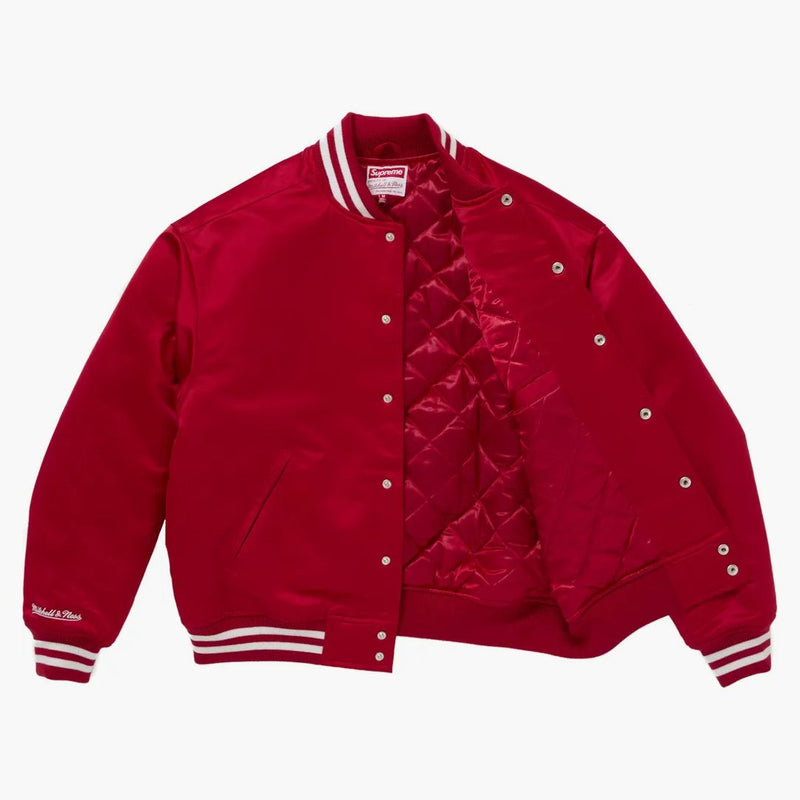 Supreme Mitchell & Ness Satin Varsity Jacket (fw24) Red