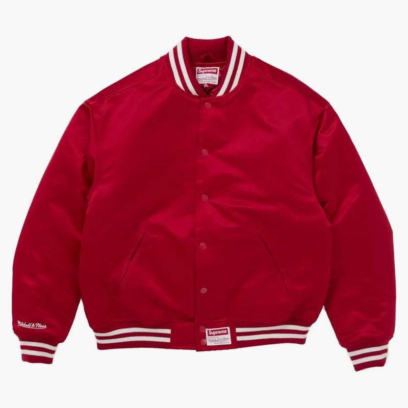Supreme Mitchell & Ness Satin Varsity Jacket (fw24) Red