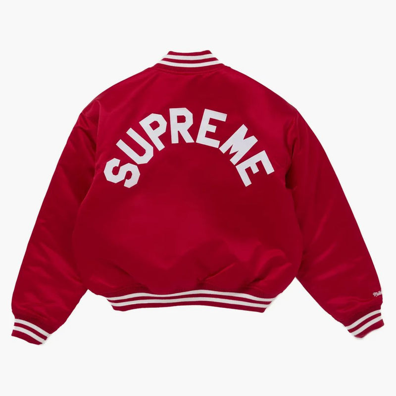 Supreme Mitchell & Ness Satin Varsity Jacket (fw24) Red