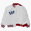 Supreme Mitchell & Ness Satin Varsity Jacket White