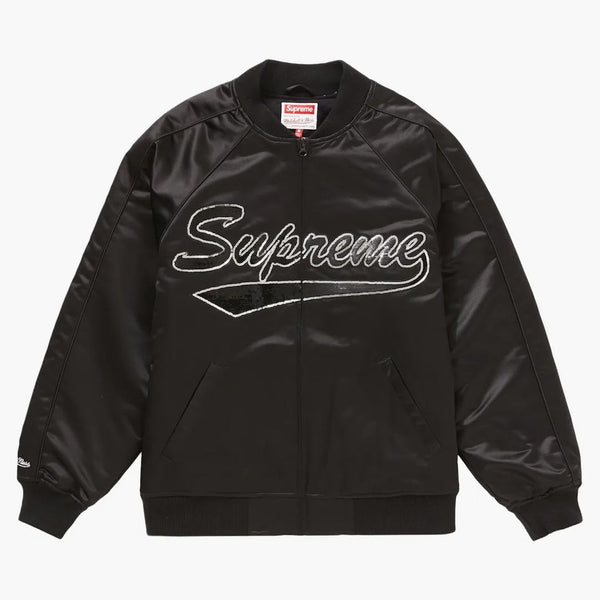 Supreme Mitchell & Ness Sequin Logo Jacket Varsity Jacket Negro