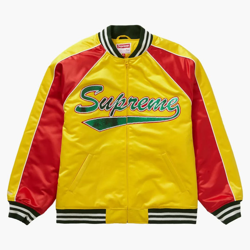 Supreme Mitchell & Ness Sequin Logo Varsity Jacket Gold