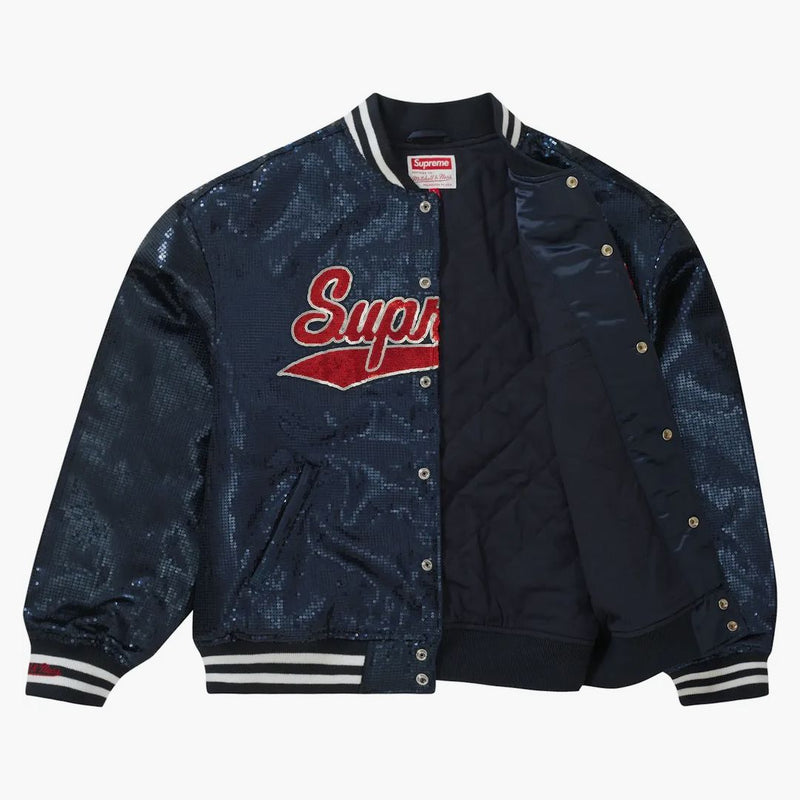Supreme Mitchell & Ness Flitry Varsity Jacket Navy