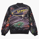 Supreme Mitchell & Ness Stadium Satin Varsity Jacket Black