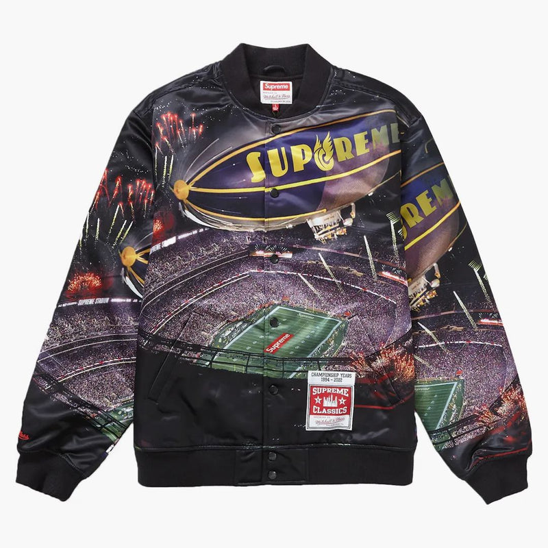 Supreme Mitchell & Ness Stadium Satin Varity Giacca nera
