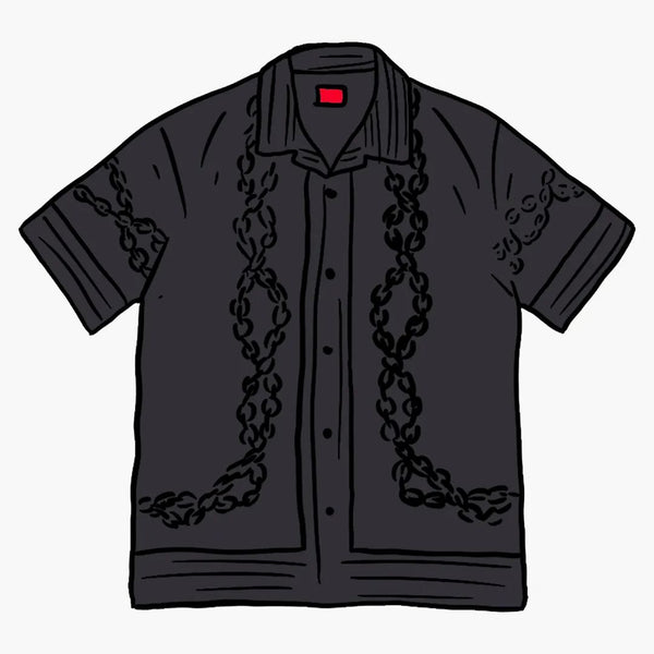 Camicia S/S Black di seta a mosaico supremo