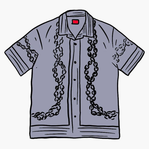 Shirt S/S Navy S/S Silk Mosaic Supreme