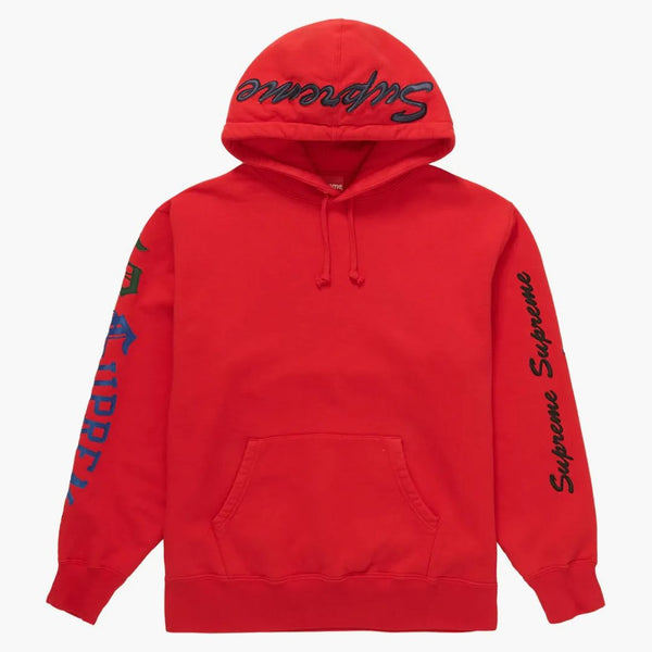 Nejvyšší multi logo mikina s kapucí červená