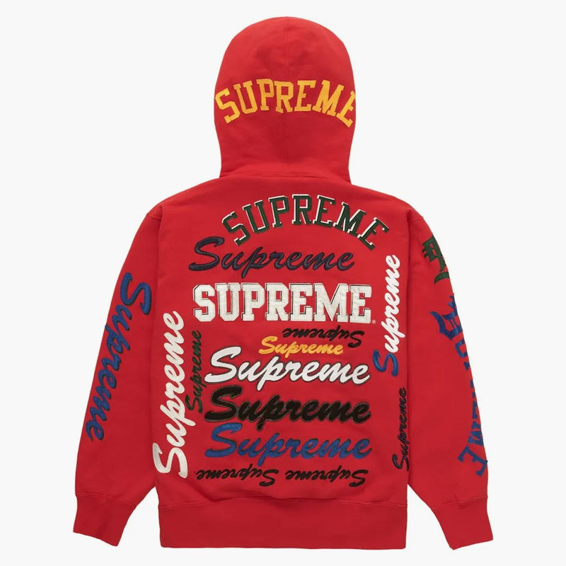 Nejvyšší multi logo mikina s kapucí červená