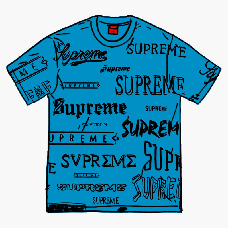 Supreme Multi Logo Tea Bright Blue