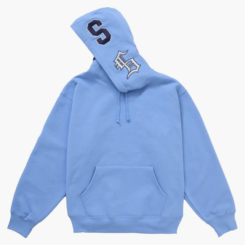 Nejvyšší multi s logo kapucí mikina světle modrá
