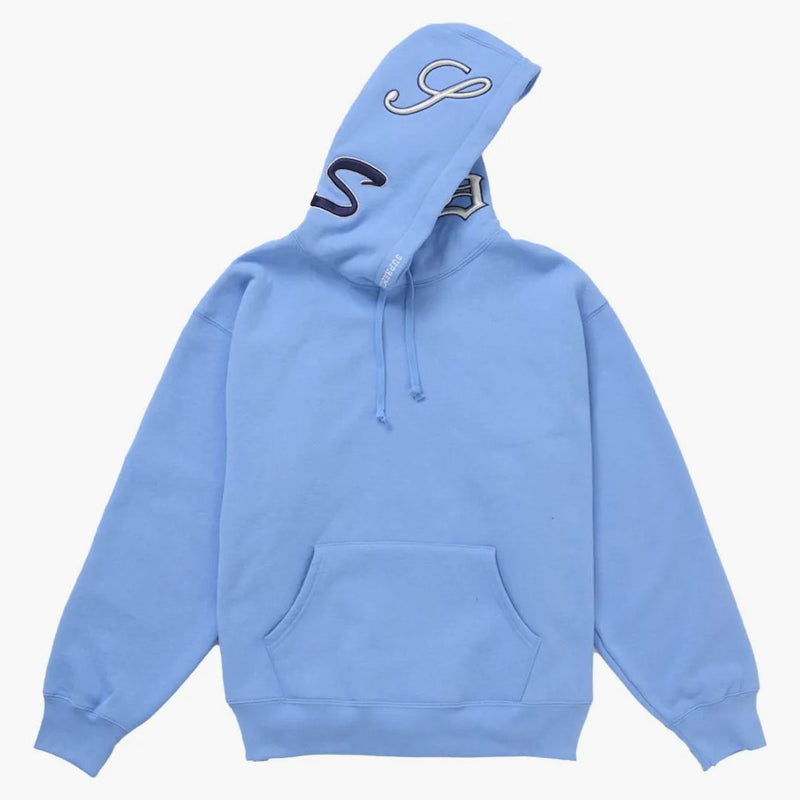 Nejvyšší multi s logo kapucí mikina světle modrá