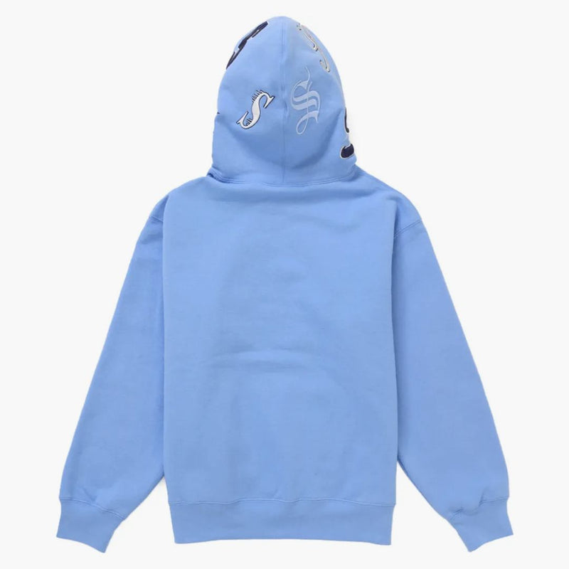 Nejvyšší multi s logo kapucí mikina světle modrá