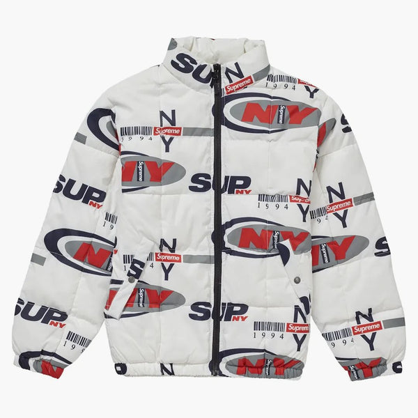 Supreme supreme ny reversible puffy jacket white