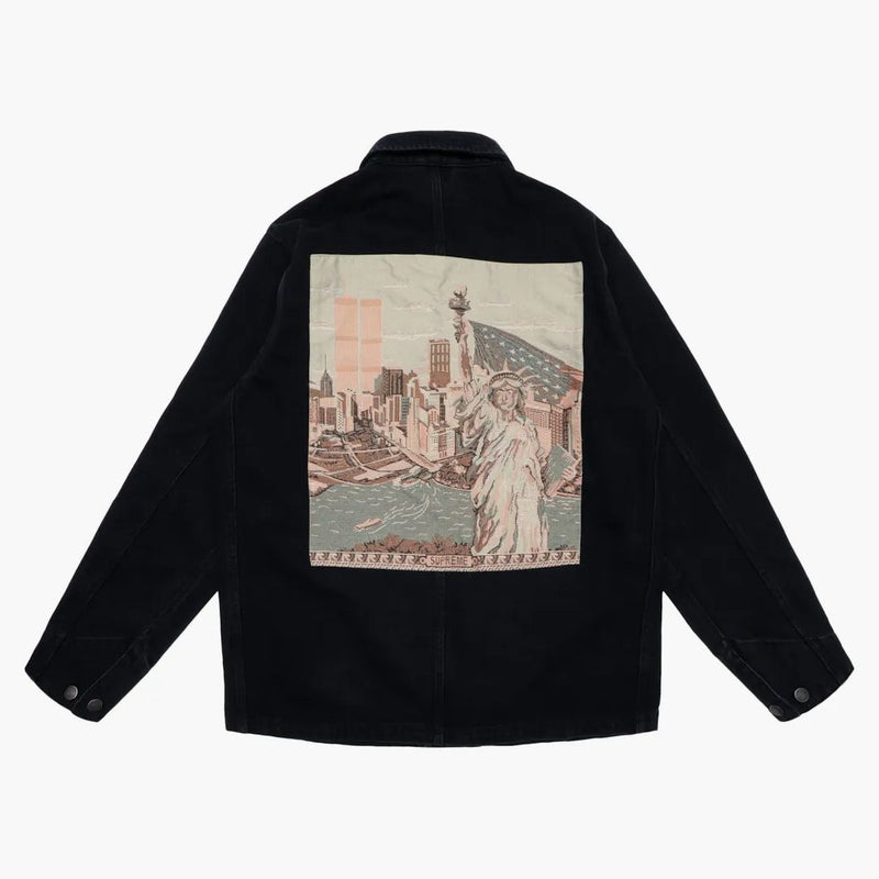 Supreme NY Tapestry Denim Chore Coat Black