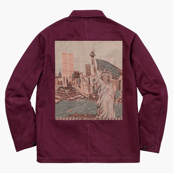 Supreme ny tapestry denim chore coat maroon