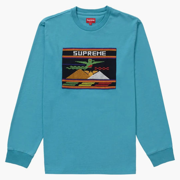 Supreme Needlepoint Patch L/S Top Dusty Teal