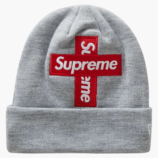 Supreme New Era Cross Box Logo Beanie Heather Grey