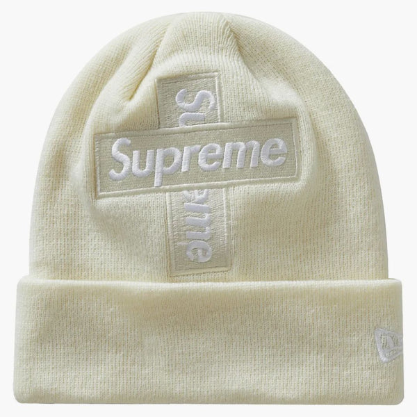 Supreme New era cross box logo beanie natural