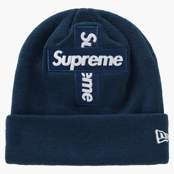 Supreme New Era Cross Box Logo Beanie Navy