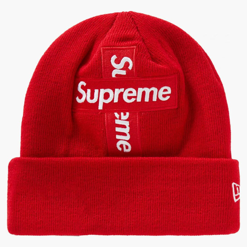 Supreme New Era Cross Box Logo Beanie czerwony