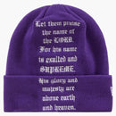 Supreme New era psalm beanie purple