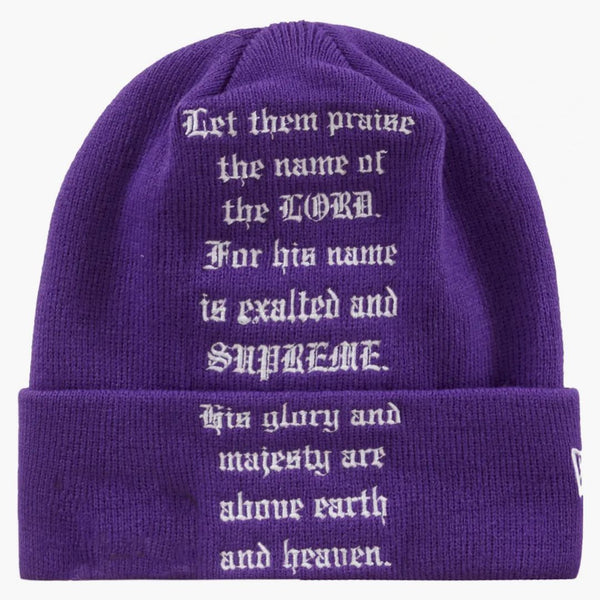 Supreme × New Era Psalm Beanie Supreme New era beanie purple - buy at Hypeneedz