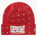Supreme New era rhinestone beanie burnn red